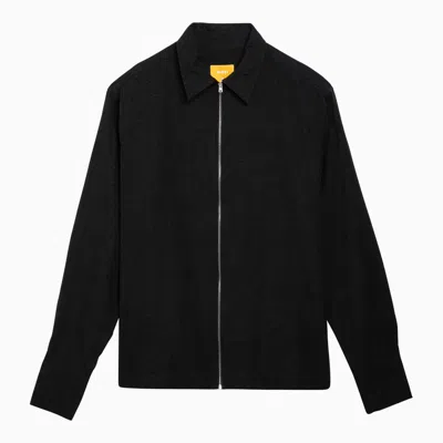 Shop Airei Black Cotton Zipped Shirt Jacket
