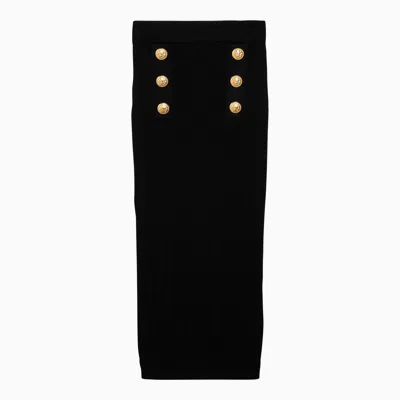 Shop Balmain Black Viscose Skirt With Buttons