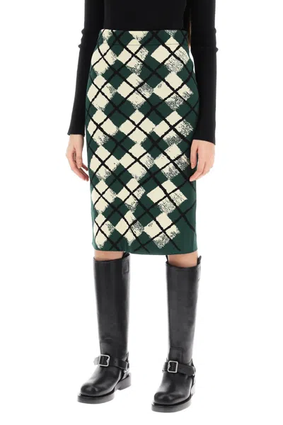 Shop Burberry "knitted Diamond Pattern Midi Skirt