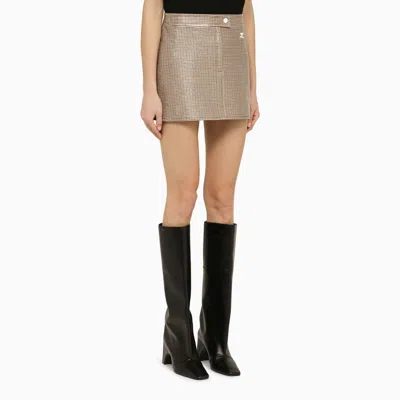 Shop Courrèges Brown/black Plaid Mini Skirt