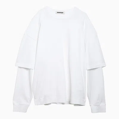 Shop Darkpark White Cotton T Shirt With Double Sleeves