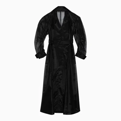 Shop Dolce & Gabbana Dolce&gabbana Black Semi Transparent Silk Blend Coat