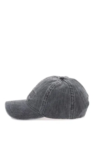 Shop Ganni Denim Baseball Cap With Adjustable