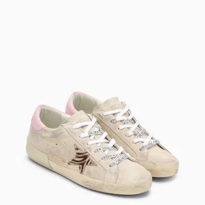 Shop Golden Goose Super Star Beige/zebra Coloured Low Sneakers