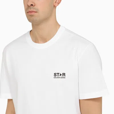 Shop Golden Goose White Cotton T Shirt With Logo