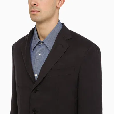 Shop Loro Piana Single Breasted Blue Linen Jacket