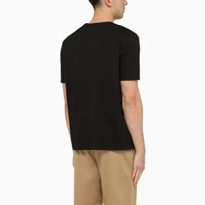 Shop Maison Kitsuné Black Cotton T Shirt With Logo Patch
