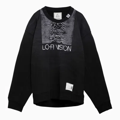 Shop Miharayasuhiro Maison Mihara Yasuhiro Black Cotton Sweatshirt With Double Neckline