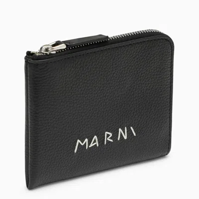 Shop Marni Black Zipped Wallet With Logo