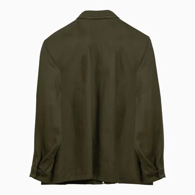 Shop Marni Dark Green Cotton Zipped Shirt Jacket