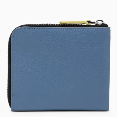 Shop Marni Light Blue Zipped Wallet With Logo