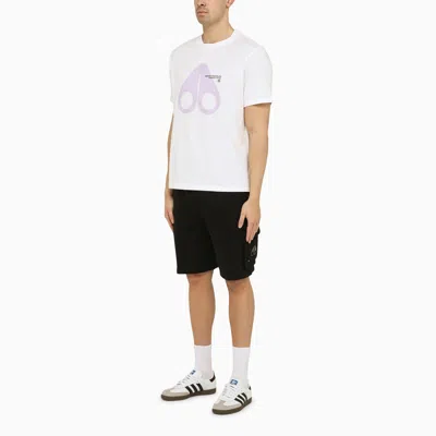 Shop Moose Knuckles White Cotton T Shirt With Logo Print