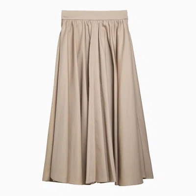Shop Patou Beige Cotton Flounced Midi Skirt