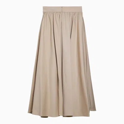 Shop Patou Beige Cotton Flounced Midi Skirt