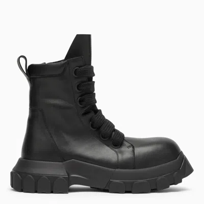 Shop Rick Owens Black Leather Lace Up Boot