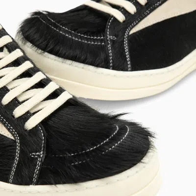 Shop Rick Owens Black/white Sneaker In Leather With Fur