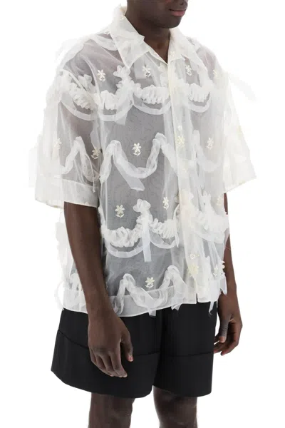 Shop Simone Rocha "tulle Shirt With Embroidered Details"