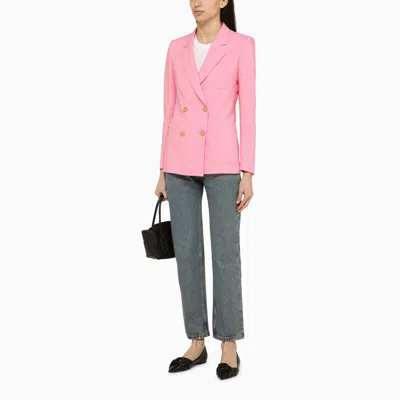 Shop Tagliatore Pink Viscose And Silk Double Breasted Jacket