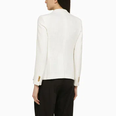 Shop Tagliatore Single Breasted White Linen Blend Jacket