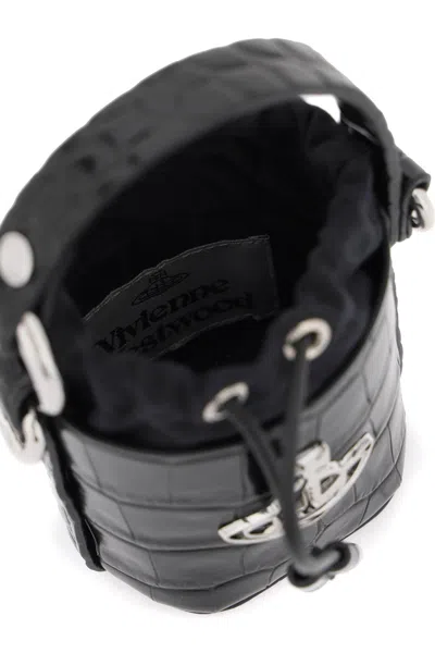 Shop Vivienne Westwood "embossed Crocodile Leather Daisy Mini Bucket