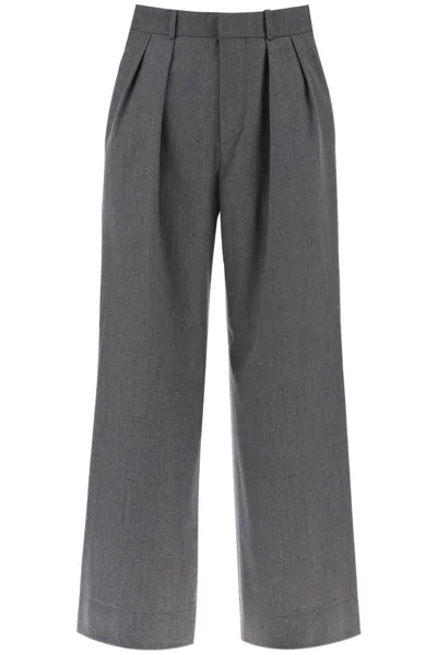 Shop Wardrobe.nyc Wide Leg Flannel Trousers For Men Or