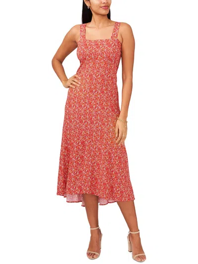 Shop Msk Petites Womens Floral Print Long Maxi Dress In Red