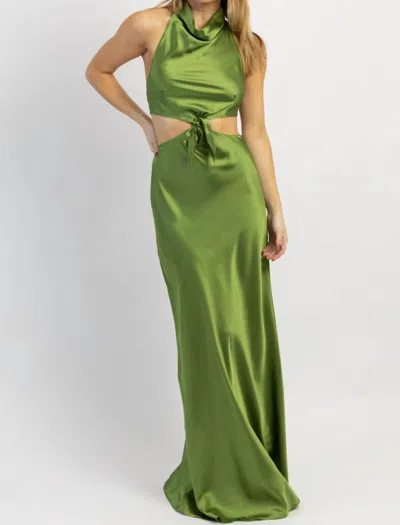 Shop Luxxel Kate Bow Tie Maxi Dress In Olive In Green