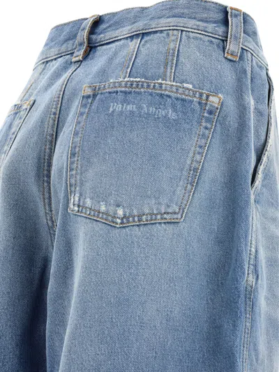 Shop Palm Angels "washed Logo" Jeans In Light Blue