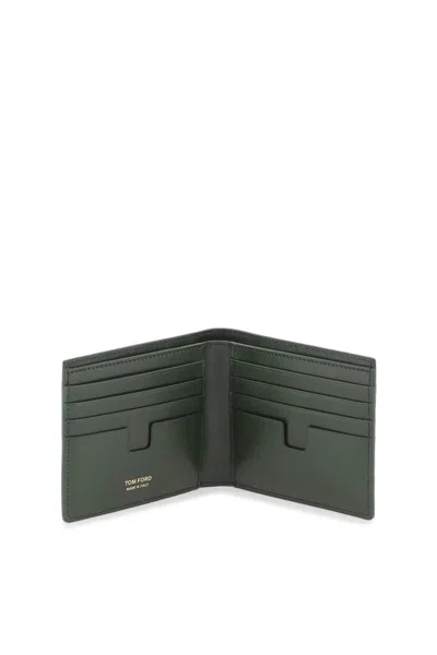 Shop Tom Ford Croco-embossed Leather Bifold Wallet In Green