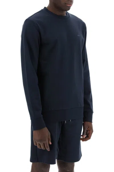 Shop Hugo Boss Boss French Terry Crewneck Sweatshirt In Blue