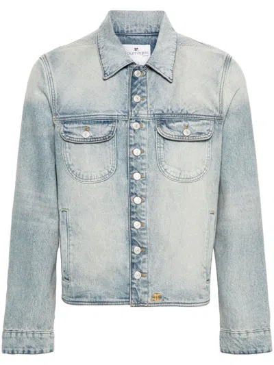 Courrèges Tailored Jacket With Adjustable Waist And Flap Pockets In Light Blue Wash