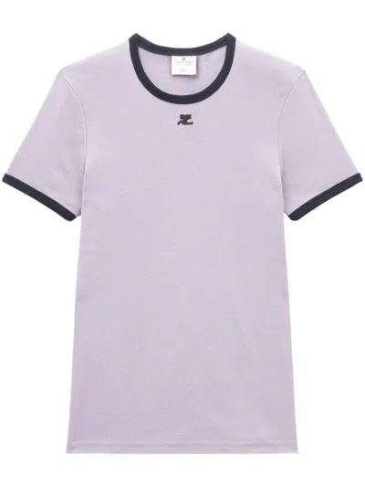 Shop Courrèges T-shirts And Polos In Smocked Grey/black