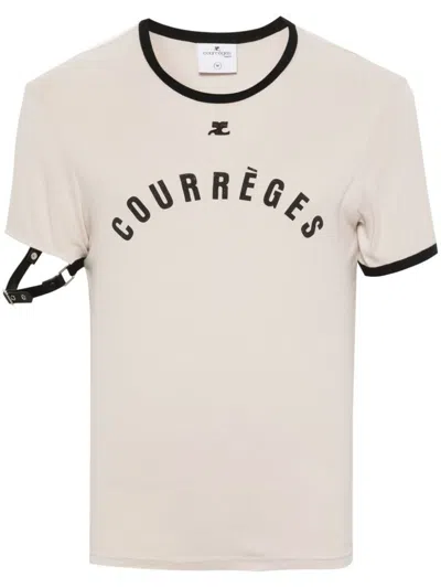Shop Courrèges T-shirts And Polos In Lime Stone/black