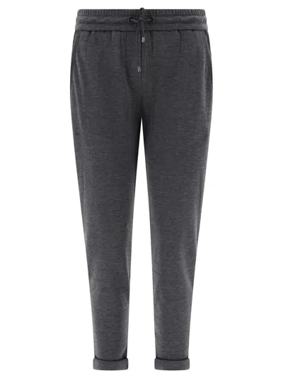 Shop Brunello Cucinelli Trousers With Shiny Pocket Detail