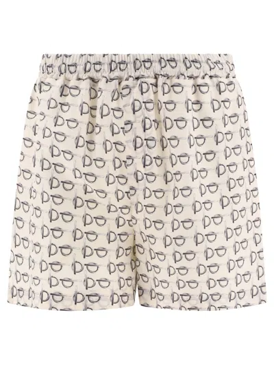 Burberry B Closure Print Silk Shorts