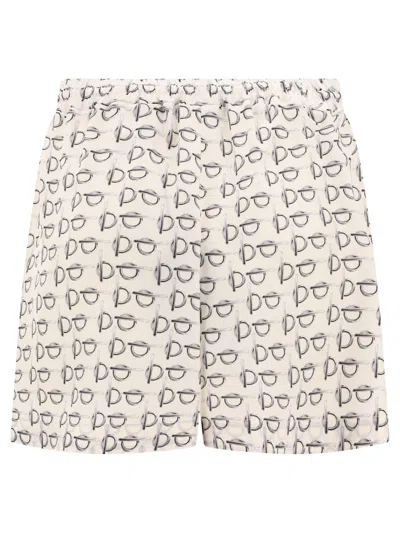 Burberry B Closure Print Silk Shorts