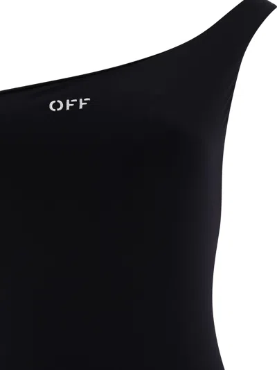 Shop Off-white Off White "off Stamp" One Shoulder Swimsuit