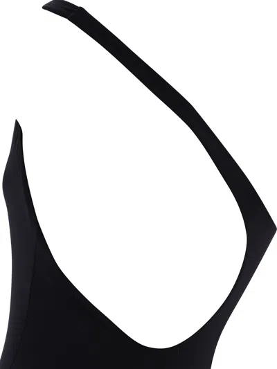 Off-white Solid Color One-shoulder One Piece Swimsuit