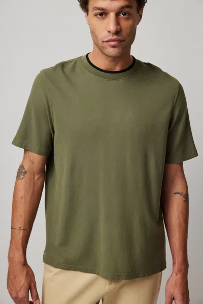 Shop Atm Anthony Thomas Melillo Pique Short Sleeve Tee With Tipping In Army