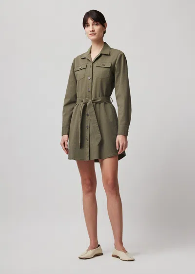 Shop Atm Anthony Thomas Melillo Cotton Twill Belted Cargo Dress In Army