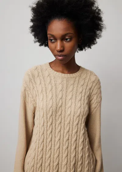 Shop Atm Anthony Thomas Melillo Cotton Blend Cable Crew Neck Sweater In Shiitake