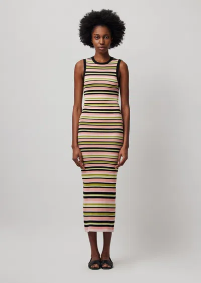 Shop Atm Anthony Thomas Melillo Multi Yarn Stripe Sleeveless Midi Dress In Multi Stripe
