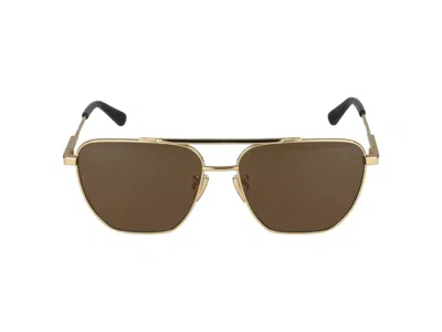 Shop Bottega Veneta Sunglasses In Gold Gold Brown