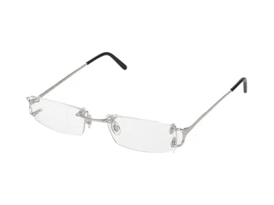 Shop Cartier Eyeglasses In Silver Shiny Transparent