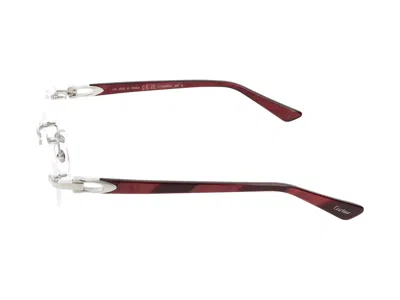Shop Cartier Eyeglasses In Silver Burgundy Transparent