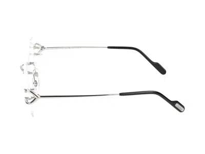 Shop Cartier Eyeglasses In Silver Silver Transparent