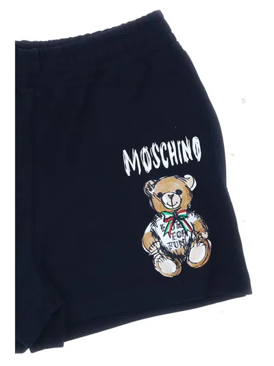 Shop Moschino Shorts In Fantasia Nero