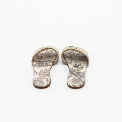 Pre-owned Dior Grey Embroidered Dway Slides, 37.5