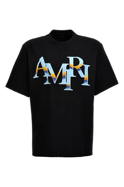 Shop Amiri Men 'staggered Chrome' T-shirt In Black