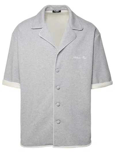 Shop Balmain Man Cotton Shirt In Gray